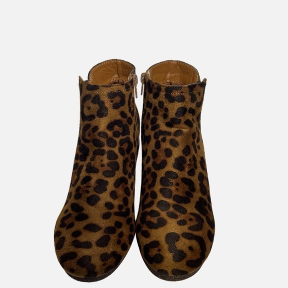 Mata Vegan Suede Ankle Boots Brown Black Animal Print Side Zip Womens size 7.5 - Picture 3 of 8